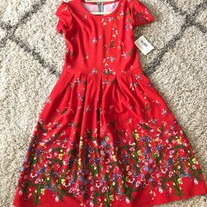 Large Lularoe LLR Amelia Floral Dipped Dress